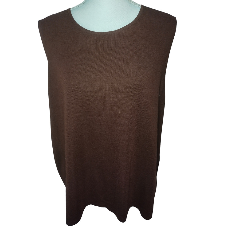 Eileen Fisher Womens Sweater Sleeveless Super Fine Merino Wool Red Size XL
